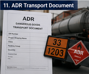 ADR транспортни документ за опасну робу који се користи за превоз опасних материја у Европи