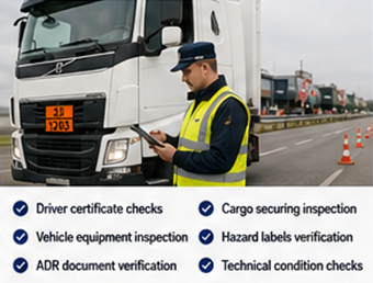 ADR контрола на путу камиона са опасном робом и возача у Европи
