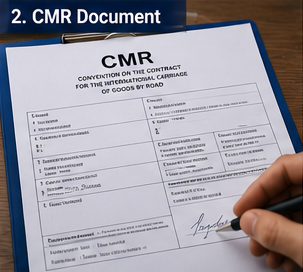 CMR транспортни документ који се користи у европском друмском транспорту робе са детаљима пошиљке и потписима