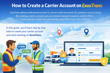 Професионални превозници који користе ExusTrans платформу за пријем транспортних поруџбина управљају возним парком и комуницирају са купцима широм Европе