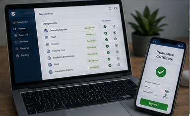 Дигитална логистичка платформа која приказује онлајн сертификате осигурања и управљање транспортном документацијом