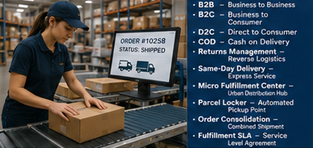 Операције eCommerce фулфилмента у складишту са сортирањем пакета и обрадом онлајн поруџбина