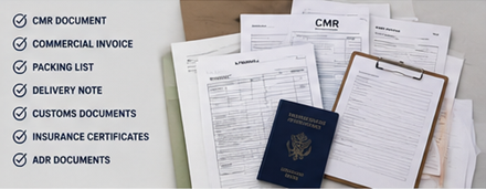 Документа у транспорту робе укључујући CMR, фактуру, отпремне документе и логистичку папирологију