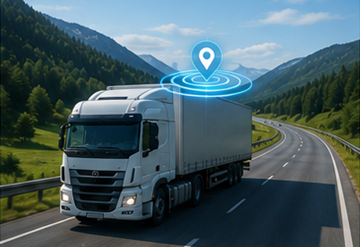 Камион са GPS системом праћења вози аутопутем у Европи током логистичке операције