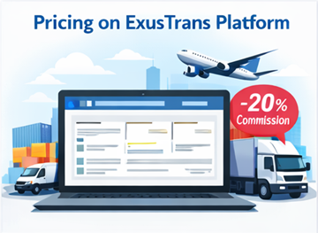 Контролна табла платформе ExusTrans за формирање цена која приказује опције експрес, фиксно и дистрибуција са системом провизије од 20%