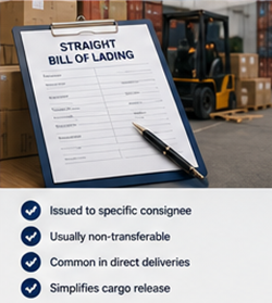 Straight Bill of Lading документ који се користи за директну испоруку терета